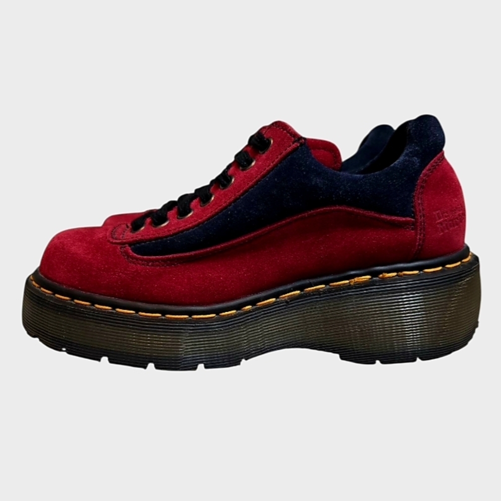 Dr. Martens Vintage 8591 Red/Navy Suede Shoes Size UK 4/US 6 90s England - Picture 4 of 13